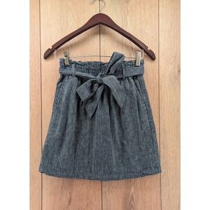 J.Crew Linen Blend Pinstripe Paperbag Waist‎ Skirt XXS – Blue White Stripe